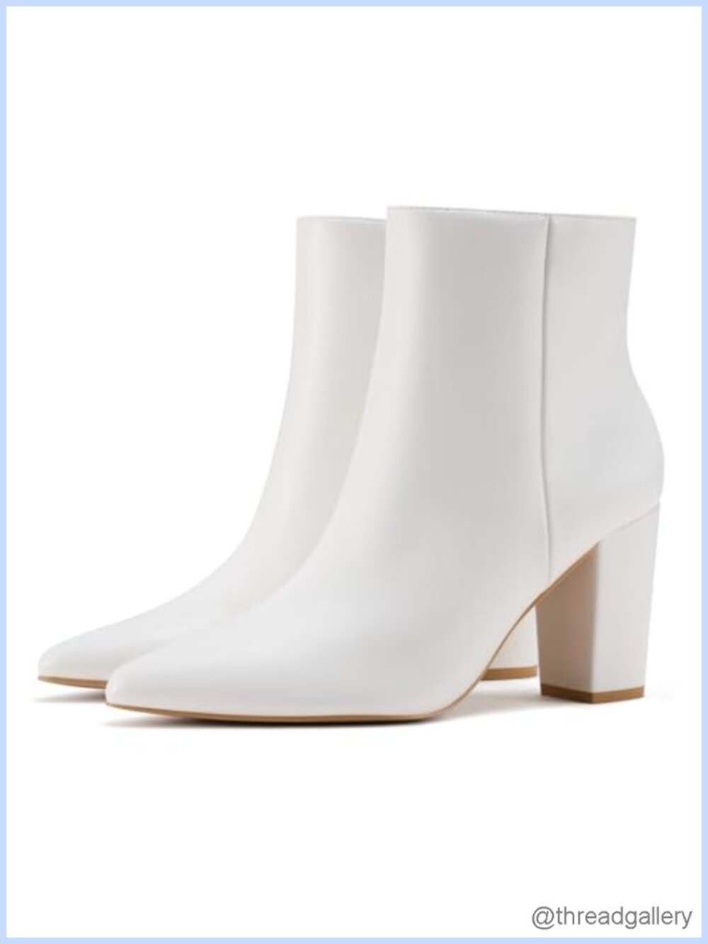 Pointed Toe Chunky Heel Ankle Boots Side Zipper